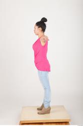 Whole Body Woman T poses Asian Casual Slim Studio photo references